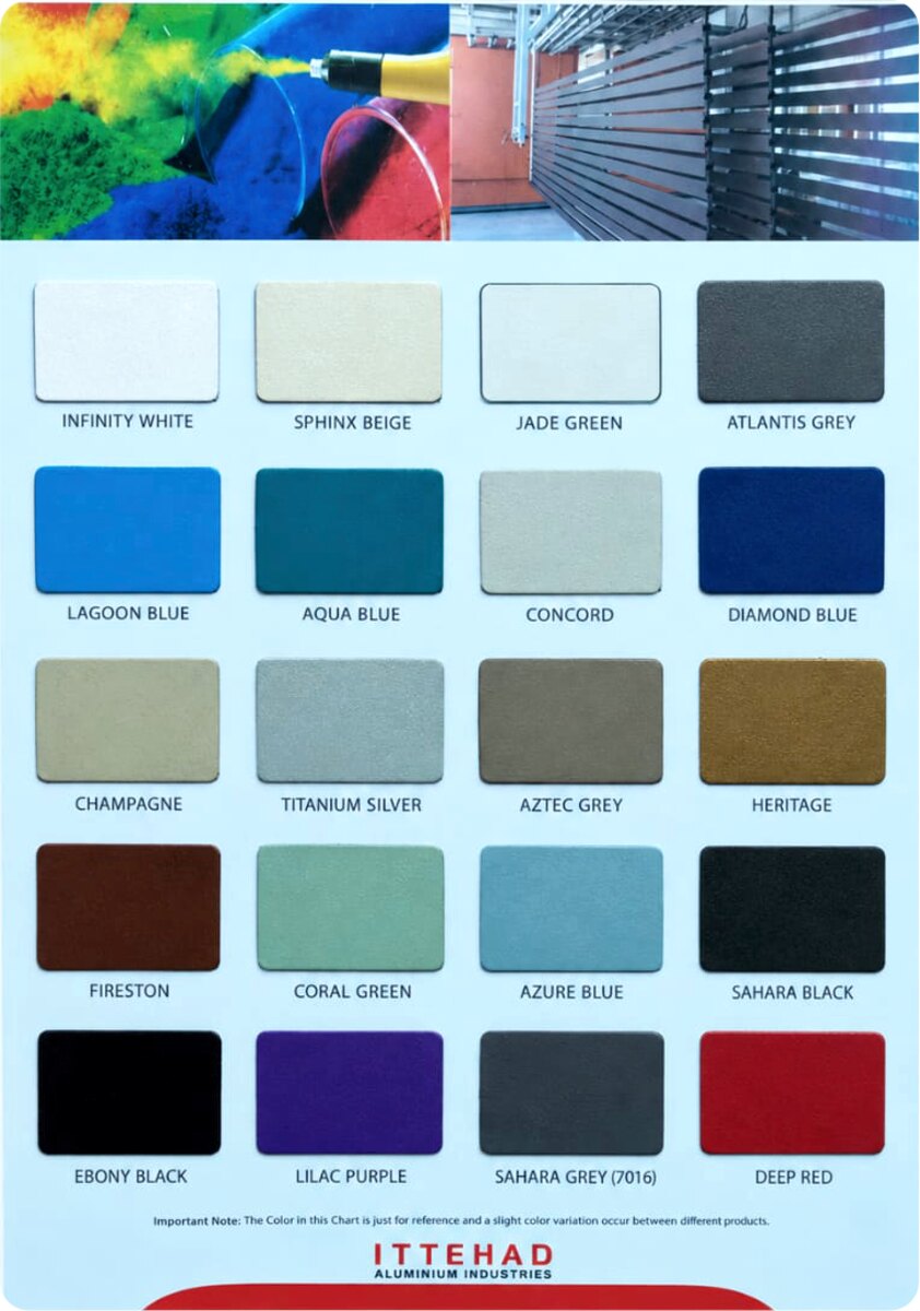 Ittehad Aluminium powder coating shade card