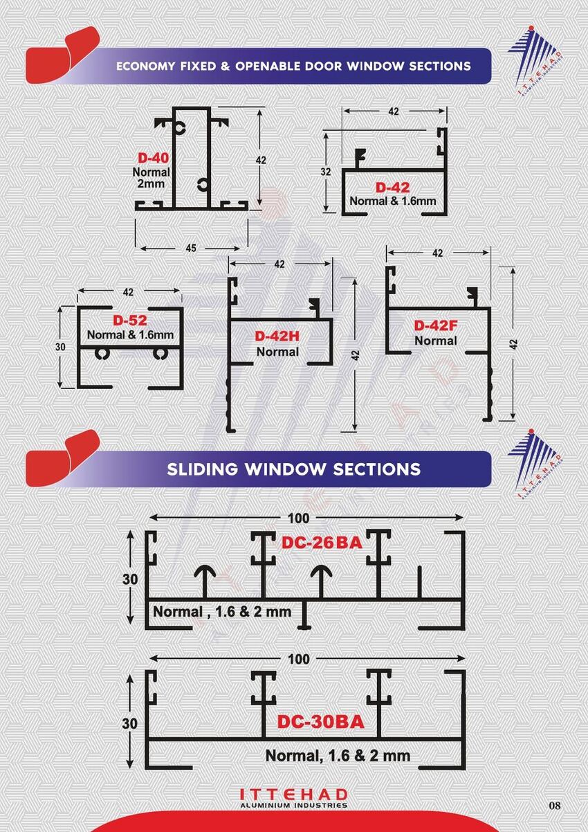 Economy Fixed & Sliding Window Sections